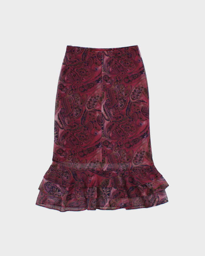 Vintage 1990s Vanilla Ville Paisley Pattern Tiered Hem SKirt - XS