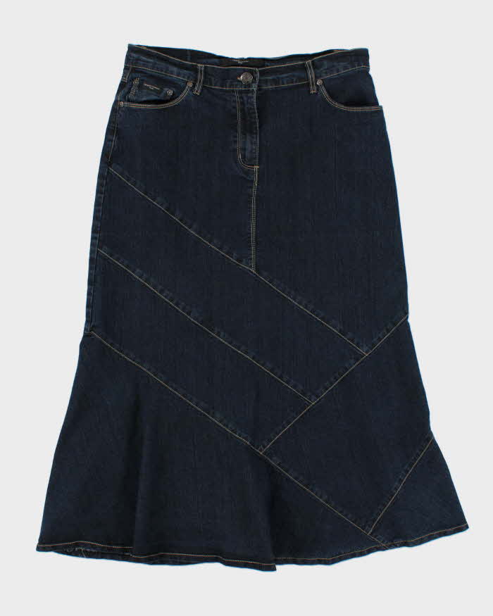 Vintage Y2k 2000s Simon Chang Patchwork Flared denim Skirt - M