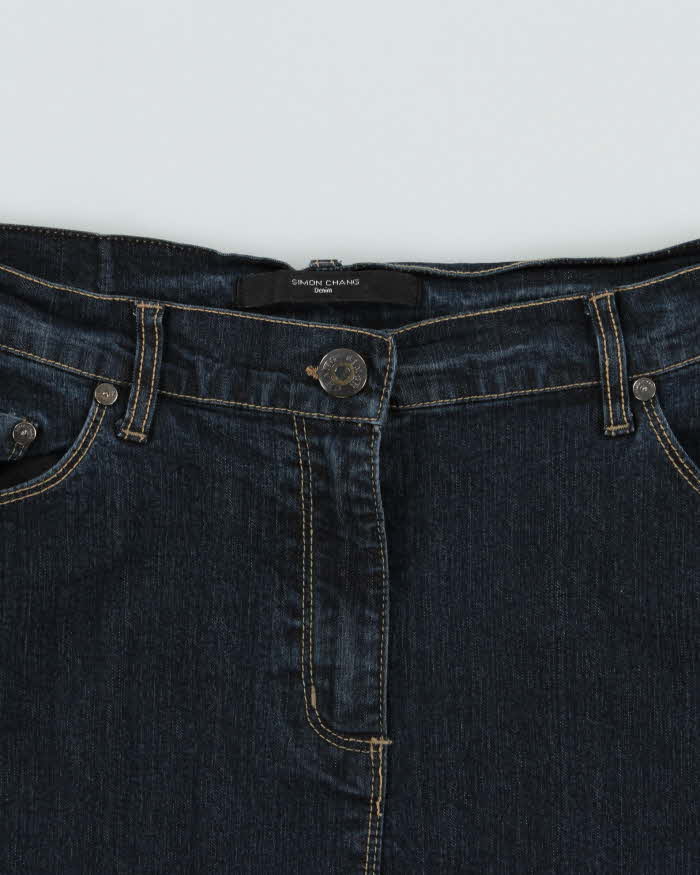 Vintage Y2k 2000s Simon Chang Patchwork Flared denim Skirt - M