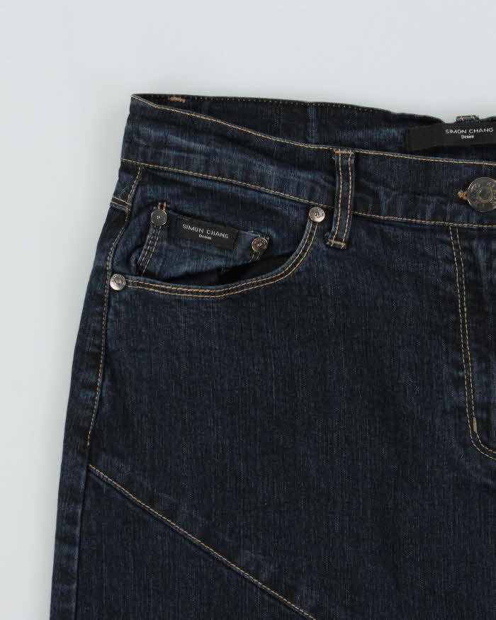 Vintage Y2k 2000s Simon Chang Patchwork Flared denim Skirt - M