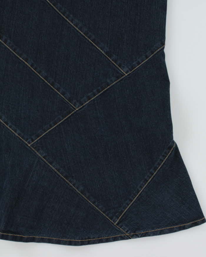 Vintage Y2k 2000s Simon Chang Patchwork Flared denim Skirt - M
