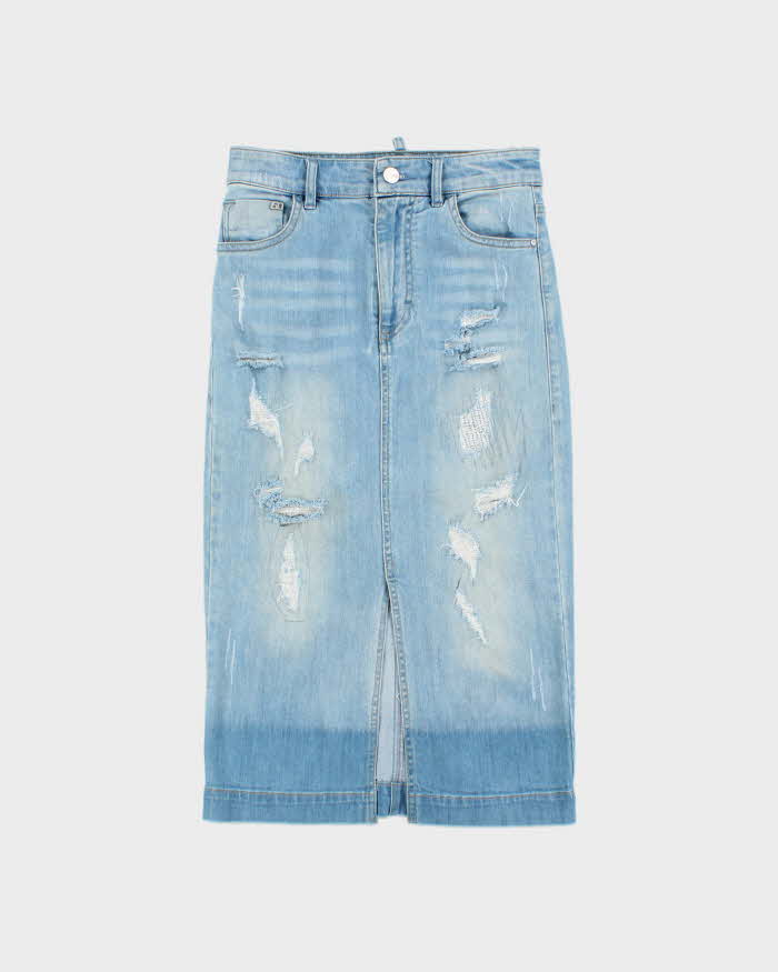 Vintage Y2k 2000s Miss Sixty Distressed Denim Skirt - XXS