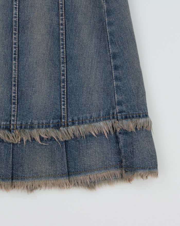 Vintage Y2k 2000s Love field Frayed Denim Skirt - XS