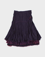 Vintage 2000s Arte Crinkle Satin Lace trim Skirt - XS
