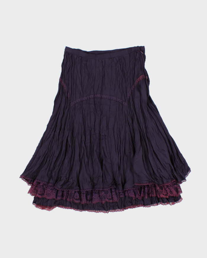 Vintage 2000s Arte Crinkle Satin Lace trim Skirt - XS