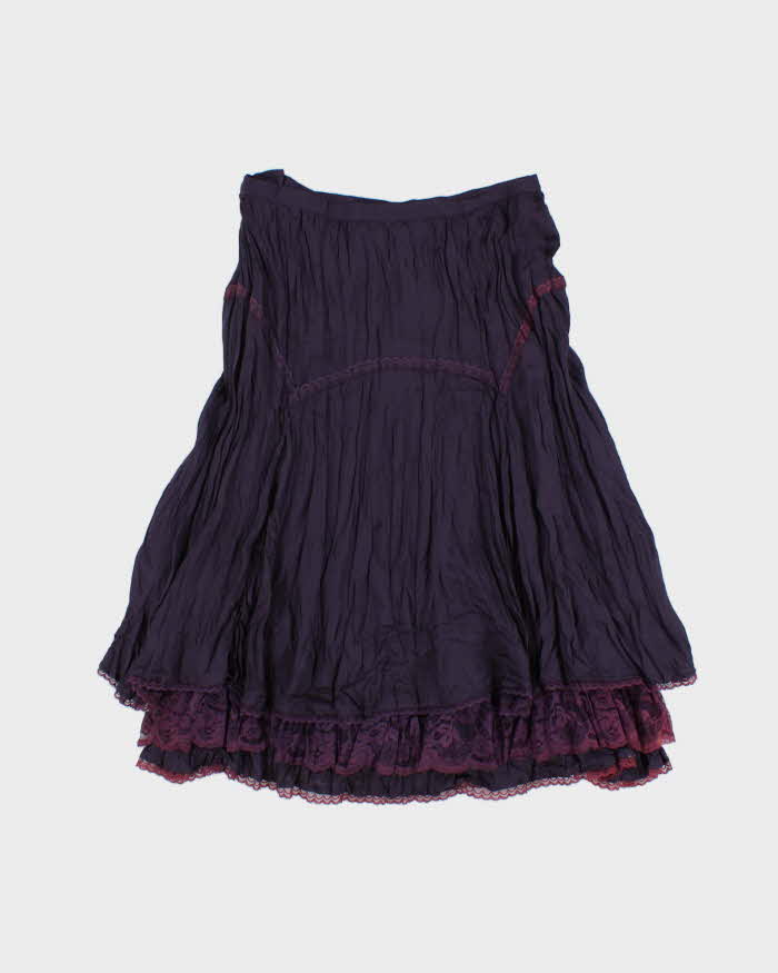 Vintage 2000s Arte Crinkle Satin Lace trim Skirt - XS