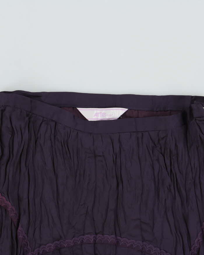 Vintage 2000s Arte Crinkle Satin Lace trim Skirt - XS