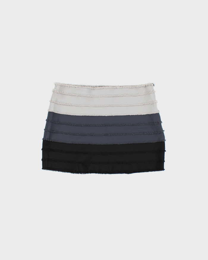 Vintage Y2k 2000s Bebe Ombre Tiered Raw Edge Mini Skirt - S