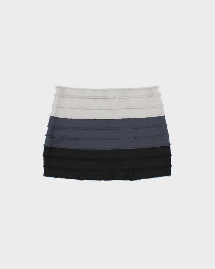 Vintage Y2k 2000s Bebe Ombre Tiered Raw Edge Mini Skirt - S