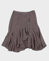 Vintage 2000s Nougat Silk Pin Hem Skirt - XS