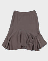Vintage 2000s Nougat Silk Pin Hem Skirt - XS