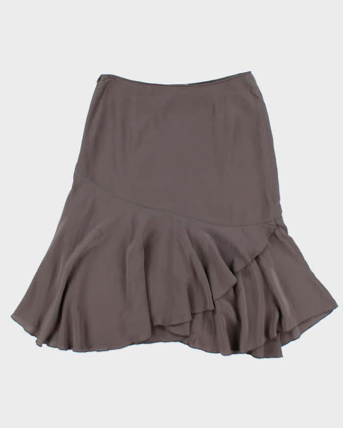 Vintage 2000s Nougat Silk Pin Hem Skirt - XS