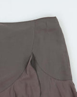 Vintage 2000s Nougat Silk Pin Hem Skirt - XS