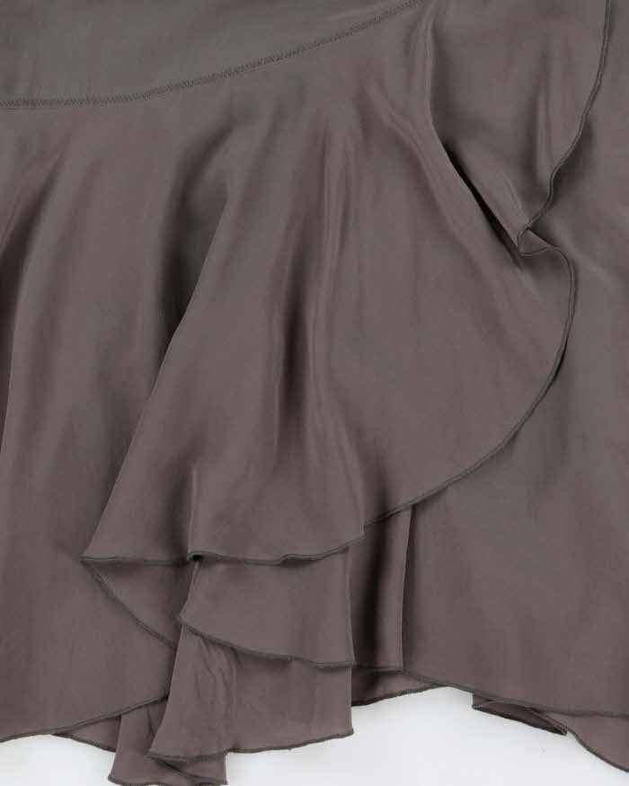 Vintage 2000s Nougat Silk Pin Hem Skirt - XS