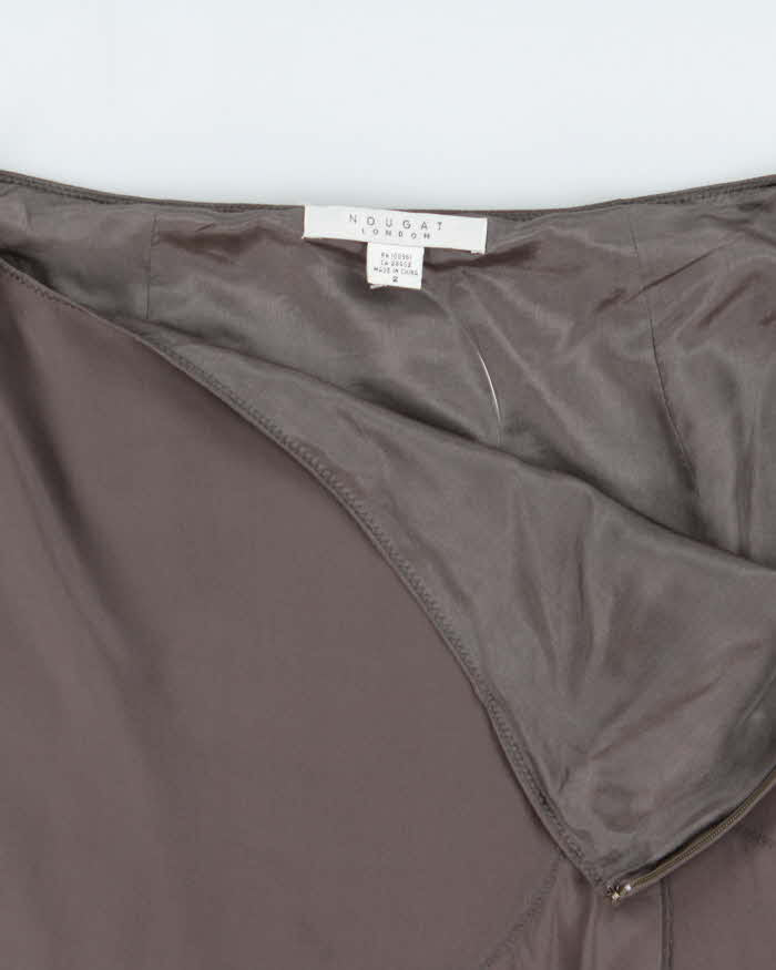 Vintage 2000s Nougat Silk Pin Hem Skirt - XS