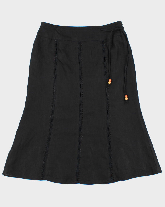 Vintage 1990s Edward Beaded Linen Maxi Skirt - M