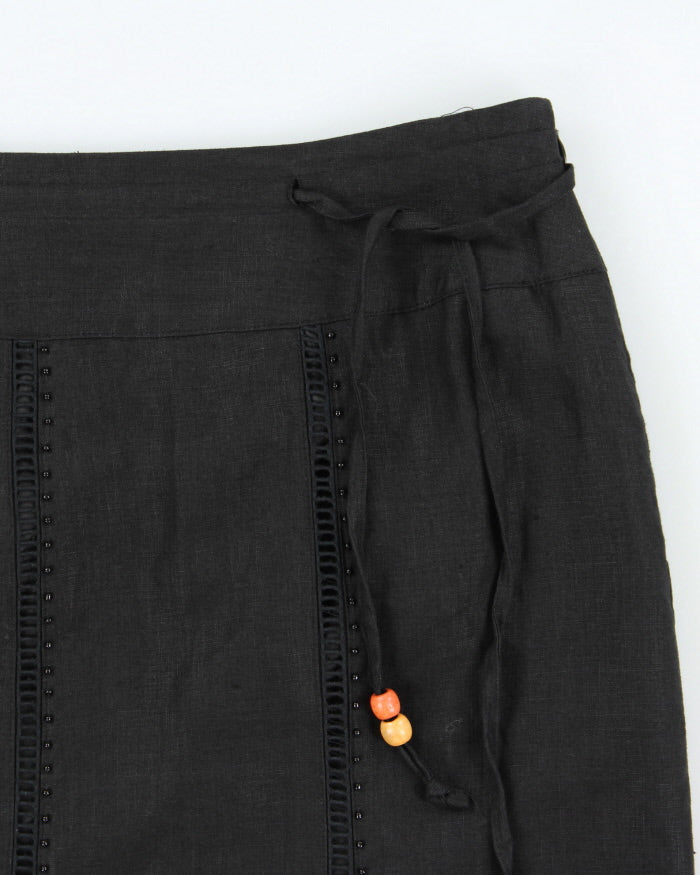 Vintage 1990s Edward Beaded Linen Maxi Skirt - M
