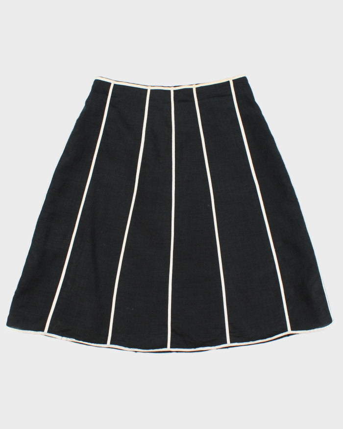 Vintage 1990s Anne Carson Contrast Piping Linen Skirt - XS