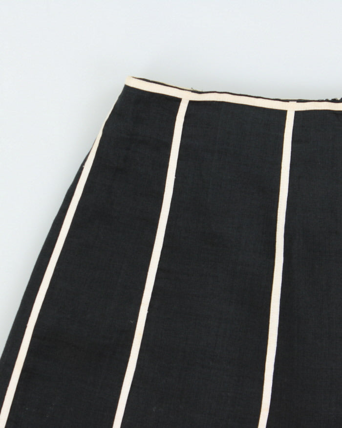 Vintage 1990s Anne Carson Contrast Piping Linen Skirt - XS