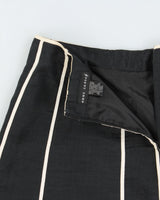 Vintage 1990s Anne Carson Contrast Piping Linen Skirt - XS