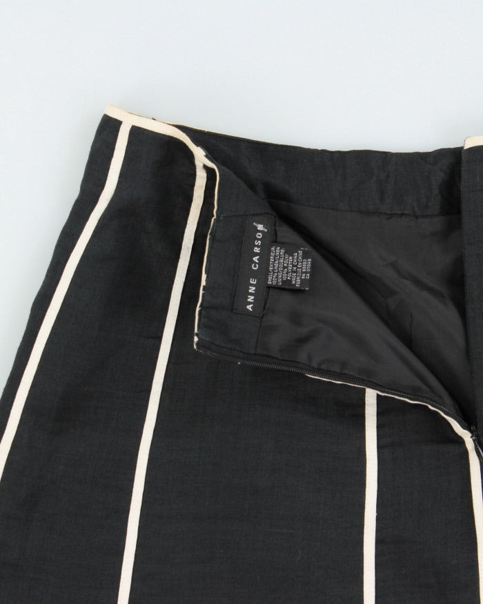 Vintage 1990s Anne Carson Contrast Piping Linen Skirt - XS