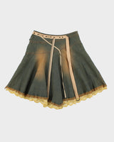 Vintage 2000s Y2k Lead Collective Lace Trim Frayed Hem Denim Skirt -XS