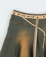 Vintage 2000s Y2k Lead Collective Lace Trim Frayed Hem Denim Skirt -XS