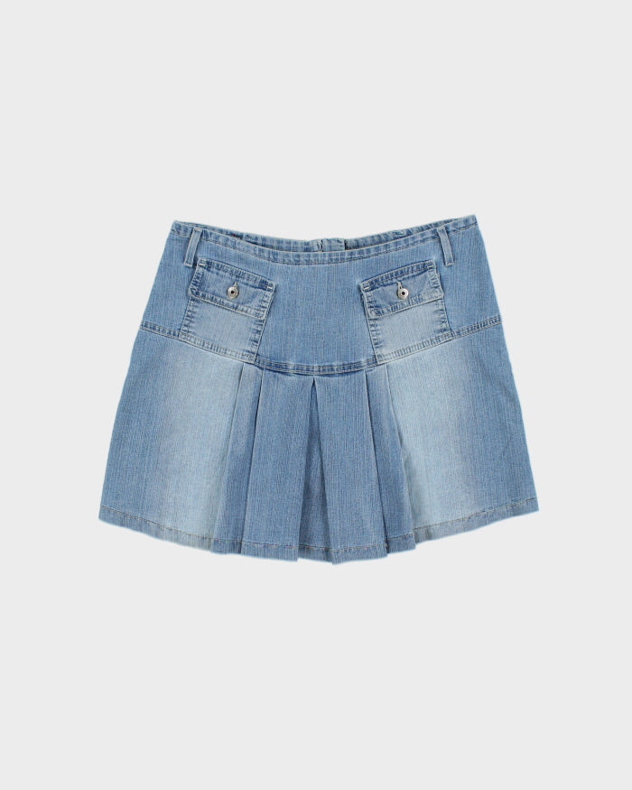 Vintage Y2K 2000s Miss Sixty Pleated Back Lightweight Denim Mini Skirt - S