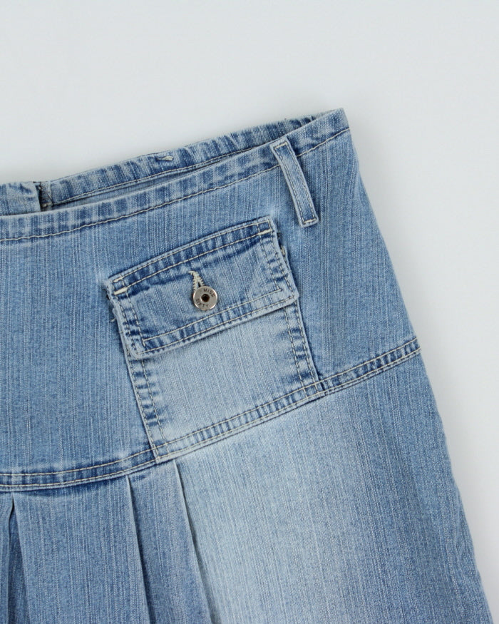 Vintage Y2K 2000s Miss Sixty Pleated Back Lightweight Denim Mini Skirt - S
