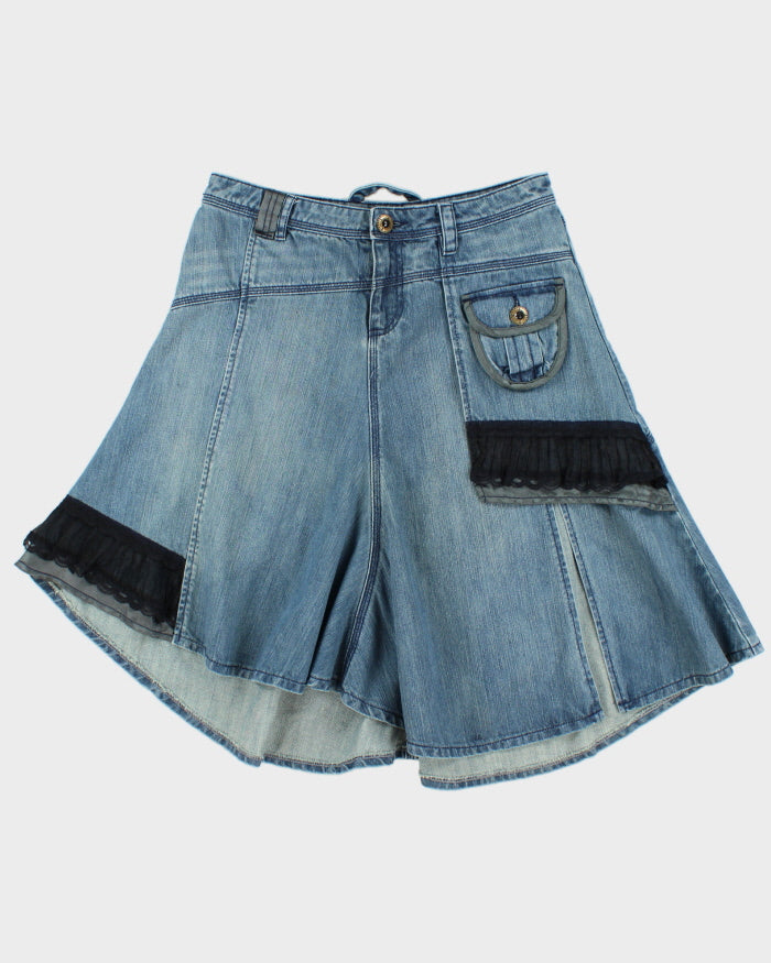 Vintage Y2k 2000s Etam Asymmetric Lace Detail Denim Skirt - S