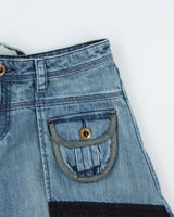 Vintage Y2k 2000s Etam Asymmetric Lace Detail Denim Skirt - S