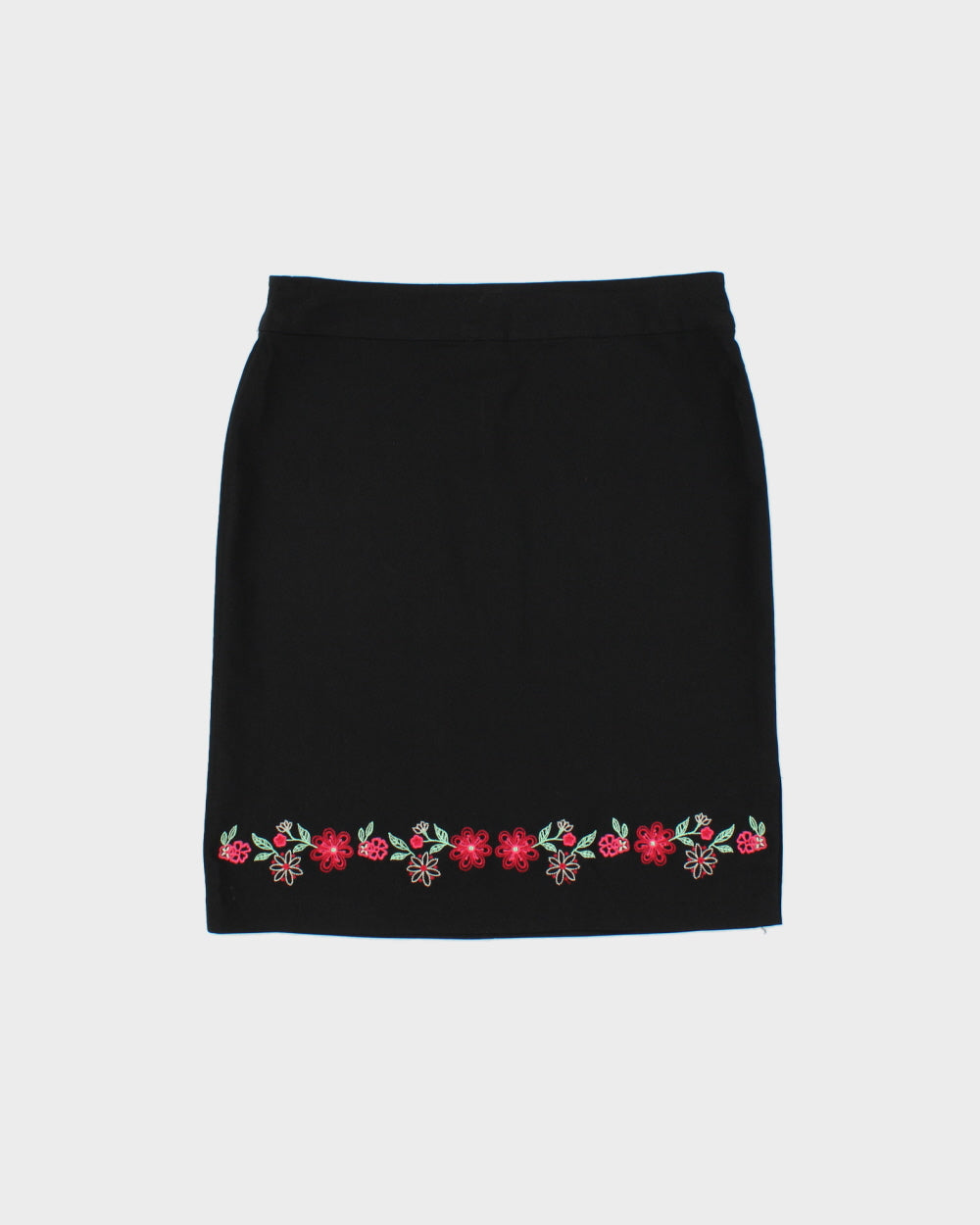 Vintage 1990s Reitmans Embroidered Mini Side Split Skirt - S