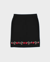 Vintage 1990s Reitmans Embroidered Mini Side Split Skirt - S