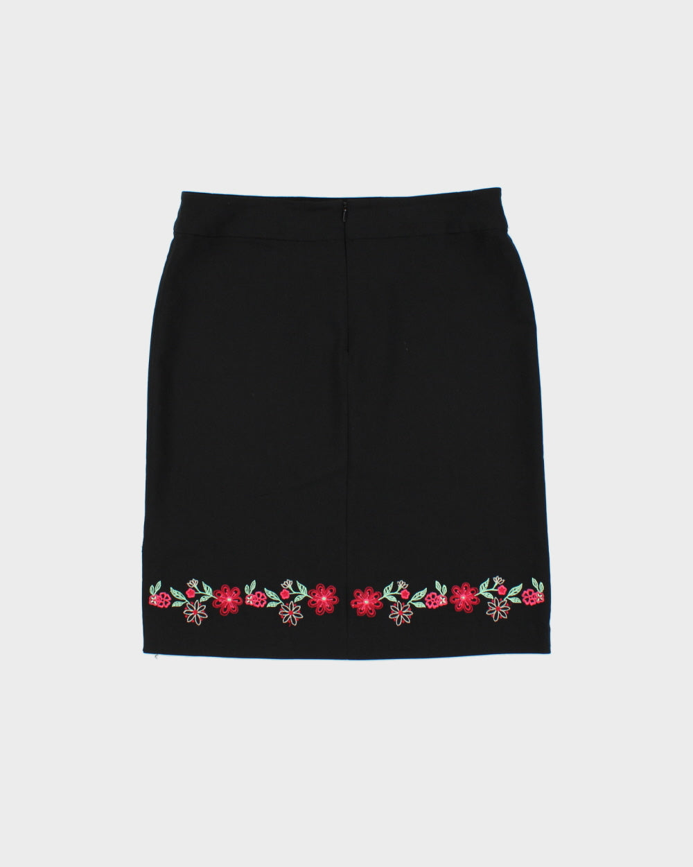 Vintage 1990s Reitmans Embroidered Mini Side Split Skirt - S