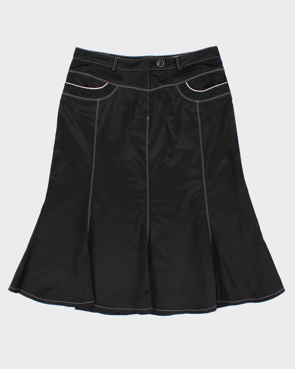 Vintage Y2k 2000s Simon Chang Cotton Blend Satin Flared Skirt - M
