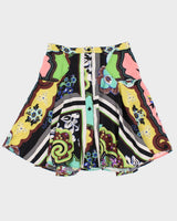 Vintage Etro Abstract Floral Silk Button Through Skirt - S