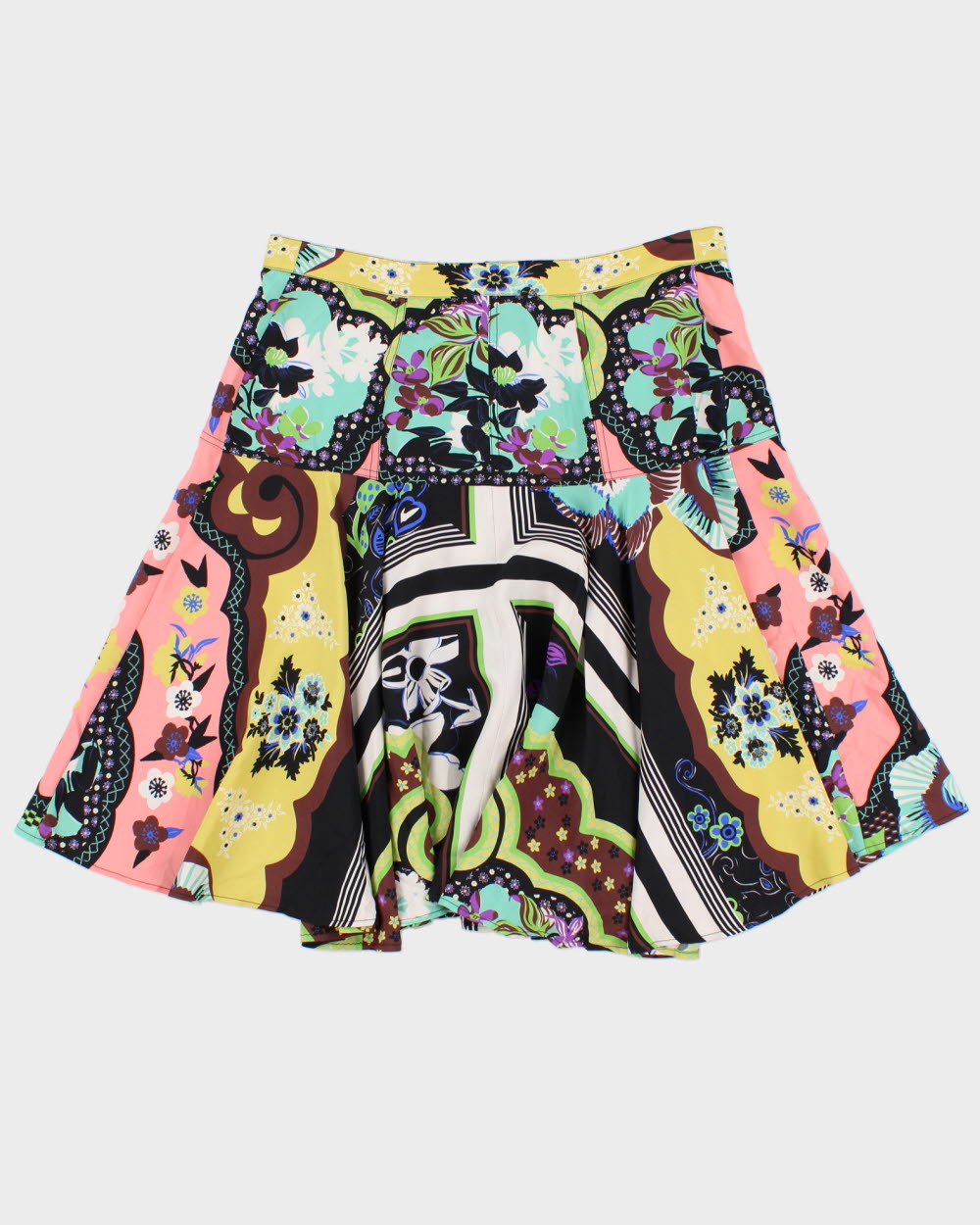 Vintage Etro Abstract Floral Silk Button Through Skirt - S