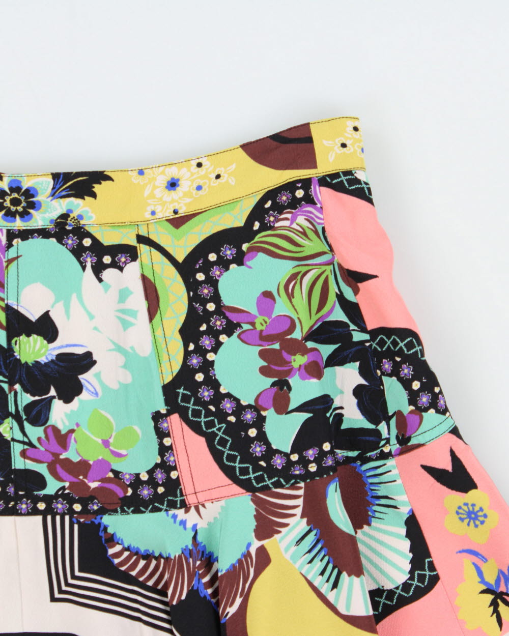 Vintage Etro Abstract Floral Silk Button Through Skirt - S