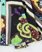 Vintage Etro Abstract Floral Silk Button Through Skirt - S