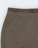 Vintage 1990s F Carriere Belted Wool Skirt - XS
