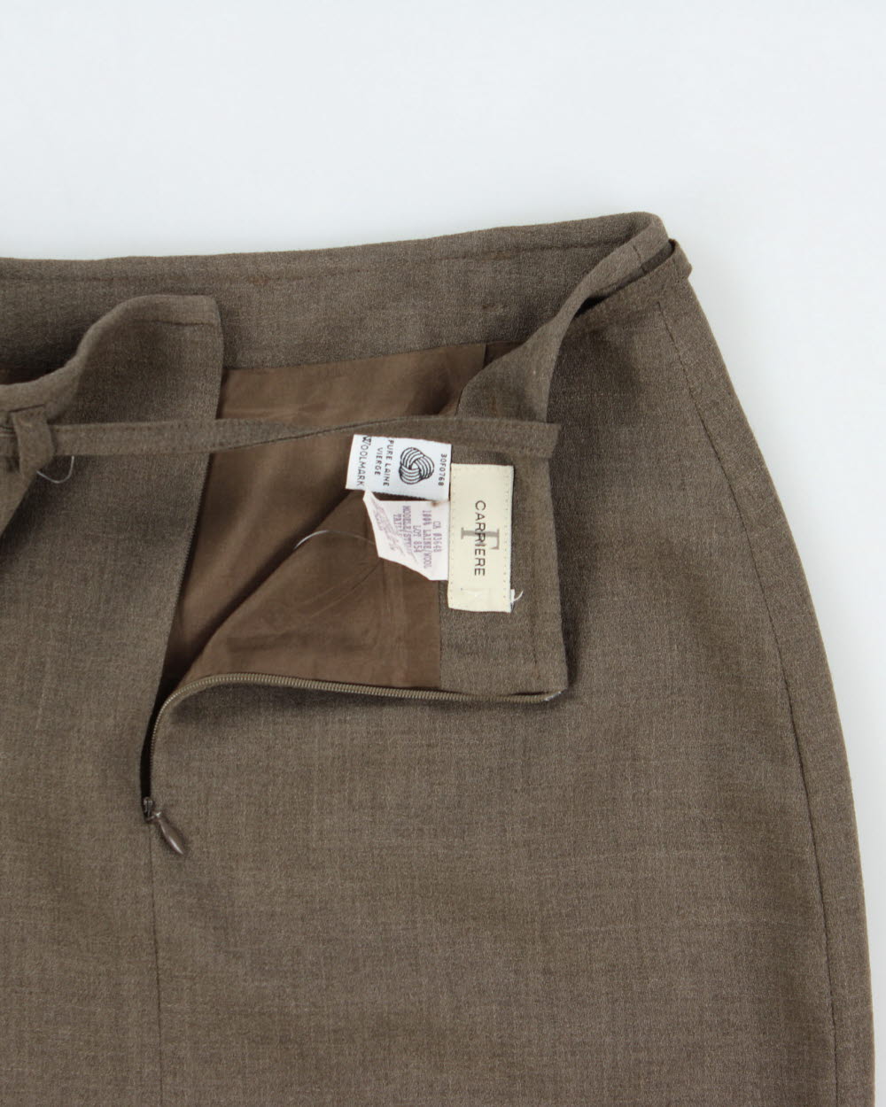Vintage 1990s F Carriere Belted Wool Skirt - XS