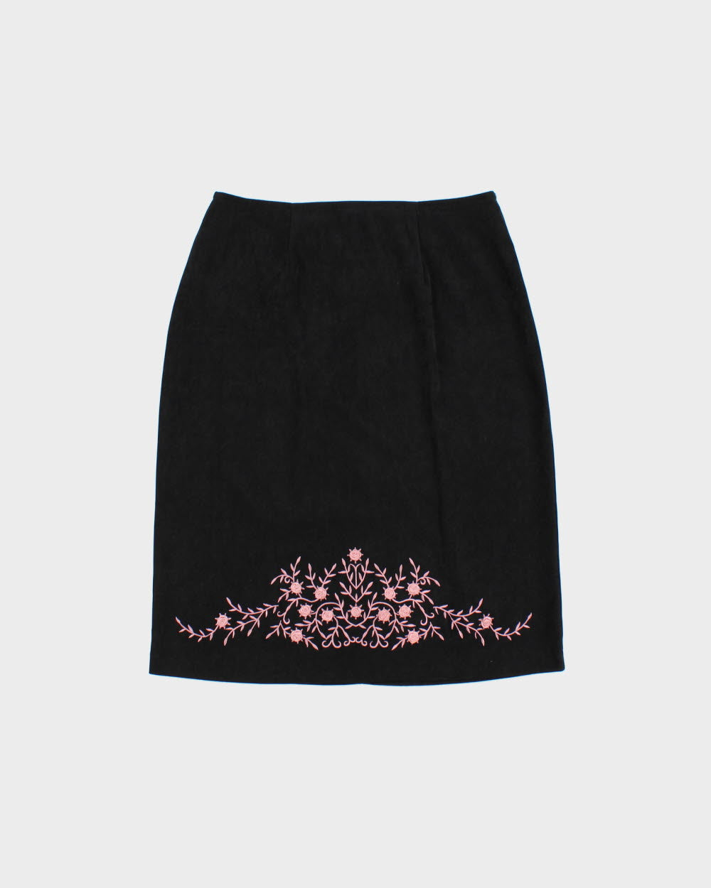 Vintage 1990s Floral Embroidered Faux Suede Skirt - XS