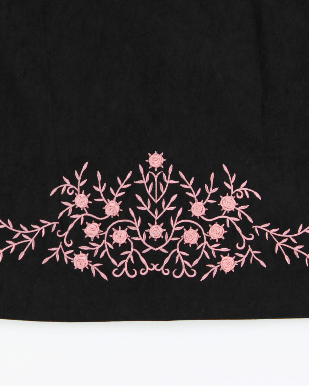 Vintage 1990s Floral Embroidered Faux Suede Skirt - XS