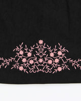 Vintage 1990s Floral Embroidered Faux Suede Skirt - XS