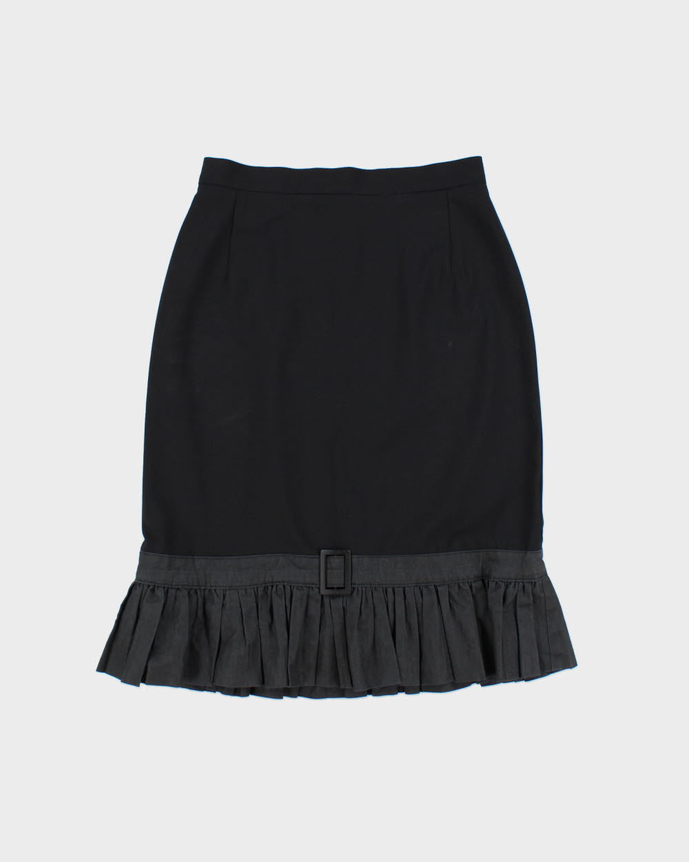 Vintage 1990s Evan &amp; Dean Pencil Belted Linen Flare Hem Skirt - XS