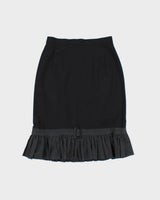 Vintage 1990s Evan &amp; Dean Pencil Belted Linen Flare Hem Skirt - XS