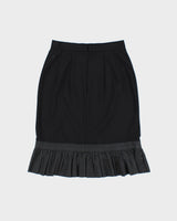 Vintage 1990s Evan &amp; Dean Pencil Belted Linen Flare Hem Skirt - XS