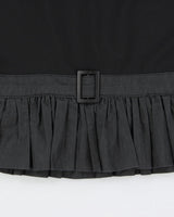 Vintage 1990s Evan &amp; Dean Pencil Belted Linen Flare Hem Skirt - XS