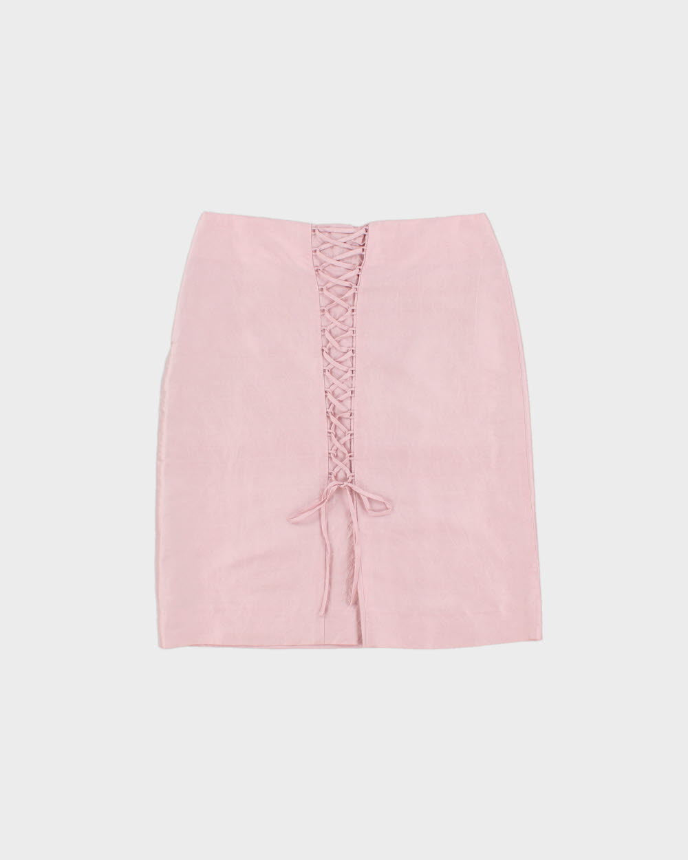 Vintage 1990s Jayn Simpson Baby Pink Iridescent Lace-up Skirt - XS