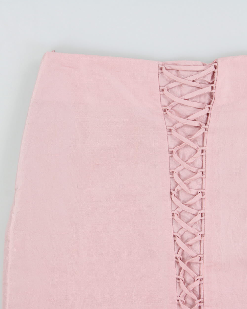 Vintage 1990s Jayn Simpson Baby Pink Iridescent Lace-up Skirt - XS
